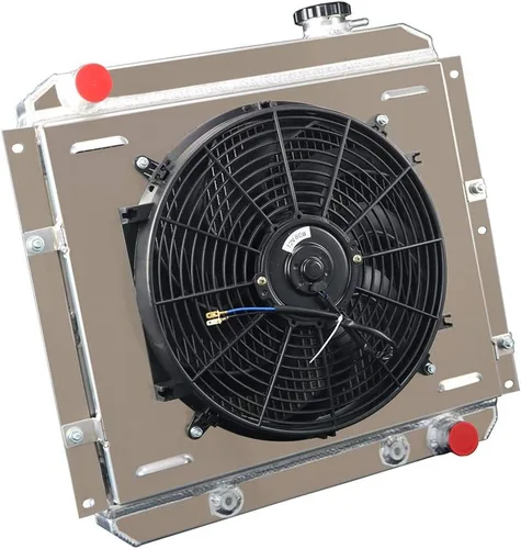 Vista 2 de ALLOYWORKS Radiador de aluminio de 3 hileras+ventilador de cubierta+relé para Toyota Land Cruiser FJ40 FJ45 3.9/4.2L gasolina EE. UU Full aluminum