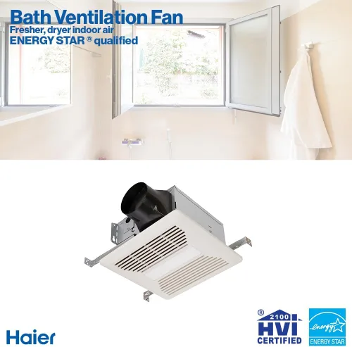Vista 6 de Haier QVE801DTW 80 CFM 0.7 Sone Ventilador de escape montado en el techo con iluminación LED - Blanco