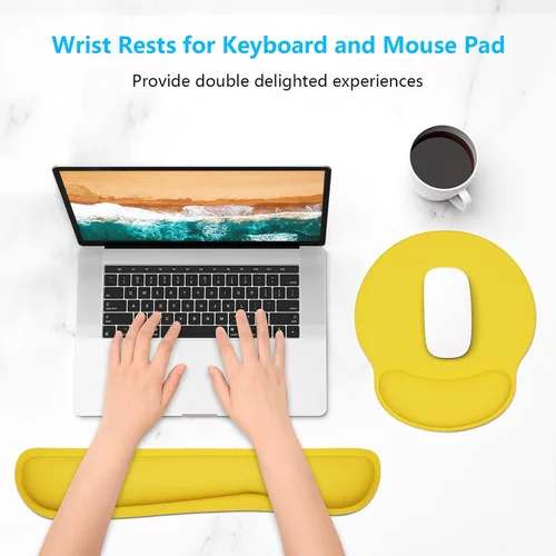 Vista 2 de Reposamuñecas para teclado y alfombrilla para ratón con soporte de muñeca, bonito cojín de espuma viscoelástica para conjunto de teclado y ratón