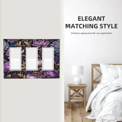 Vista 65 de Decorative Outlet Covers Blue Background White Cat Daisy Floral 2-Gang 1-Gang Wall Plate Single Toggle/Rocker Farmhouse Style Light Switch Covers