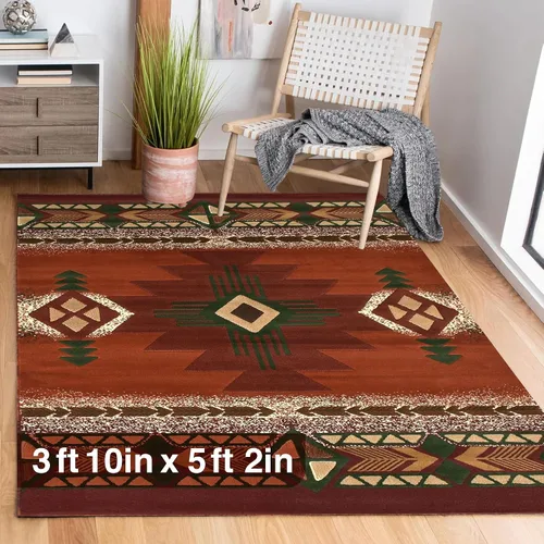 Vista 65 de YHSF South West - alfombra estilo nativo americano del suroeste C318 - fácil de limpiar, gruesa, suave, duradera, alfombra inspirada en tribus