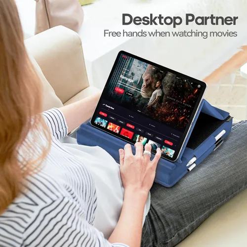 Vista 2 de KDD Soporte de almohada para tableta, soporte de iPad de visión multiángulo para regazo, cama y escritorio, base plegable con soporte para lápiz