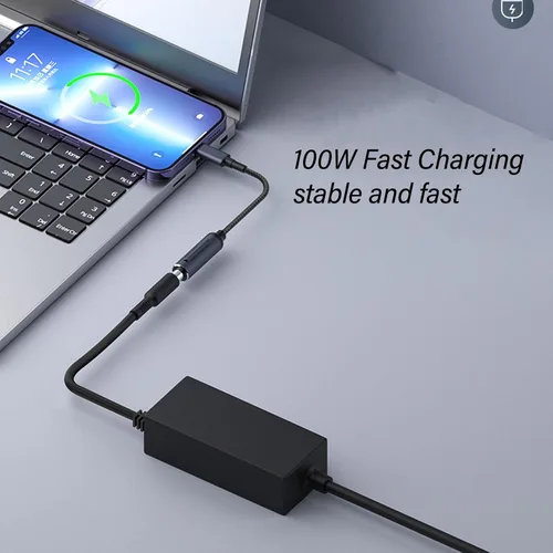 Vista 2 de Cable de alimentación CC de 0.217 x 0.098 in a USB C, entrada a USB C macho cable de carga de alimentación, con identificación automática