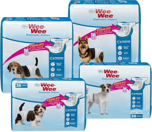 Vista 9 de Four Paws Wee-Wee - Pañales de entrenamiento para perros desechables y ajustables, superabsorbentes, protección a prueba de fugas para perros