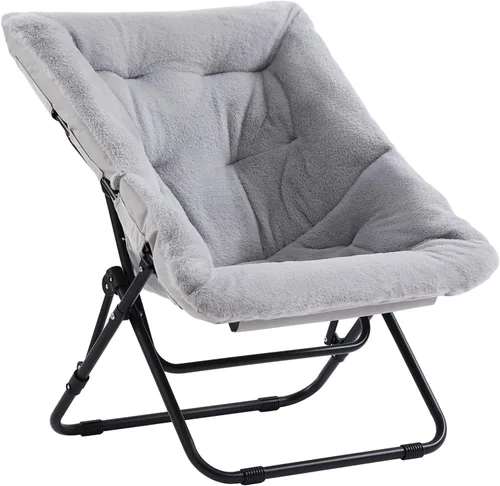 Vista 19 de Furlide Silla platillo, cómodas sillas de dormitorio, silla plegable de piel sintética de gran tamaño, silla plegable con marco de metal para sala