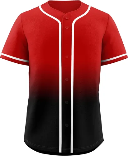 Vista 32 de KXK Camiseta de béisbol en blanco para hombre, camisas casuales con botones, manga corta, uniforme deportivo de equipo activo