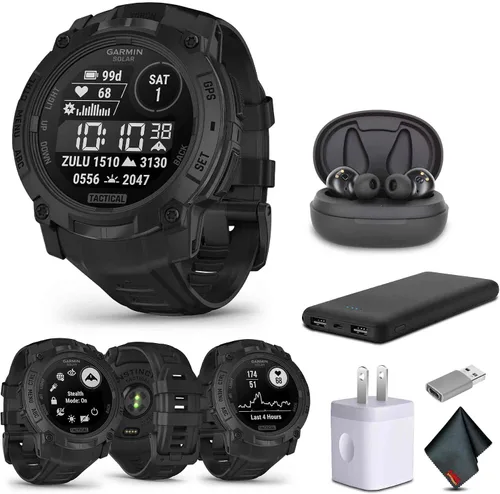 Vista 10 de Garmin Instinct 3 45mm, pantalla con carga solar, reloj inteligente GPS resistente para exteriores, bisel reforzado con metal, linterna incorporada