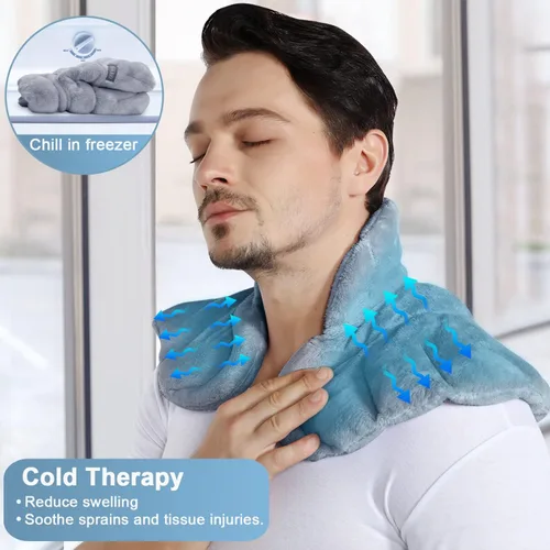 Vista 8 de REVIX Almohadilla térmica para microondas para cuello y hombros y almohadilla térmica para microondas para la espalda, envoltura de cuello calentada