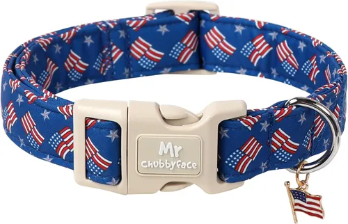 Vista 35 de MR.CHUBBYFACE· Collar de perro de San Valentín azul, lindo collar de cachorro con lazo azul, collar ajustable de algodón para mascotas con hebilla