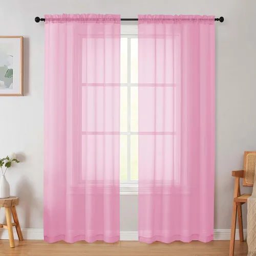 Vista 19 de 2 paneles de cortinas traslúcidas blancas para dormitorio, sala de estar, 96 pulgadas de largo, modernas, suaves, ligeras, con bolsillo para barra