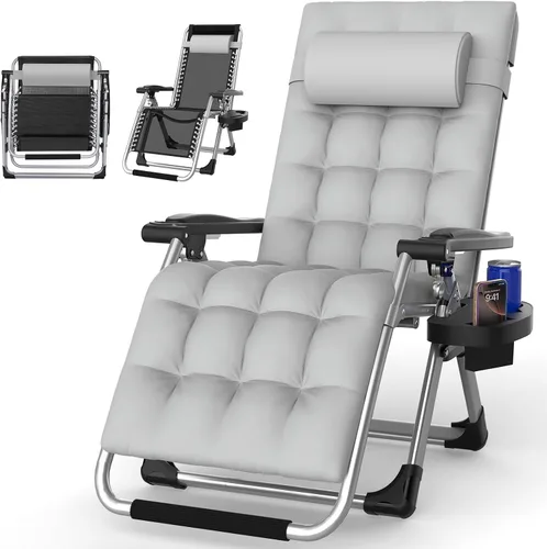 Vista 8 de Suteck Silla de gravedad cero, silla reclinable de camping con almohadilla negro (Ink-black)