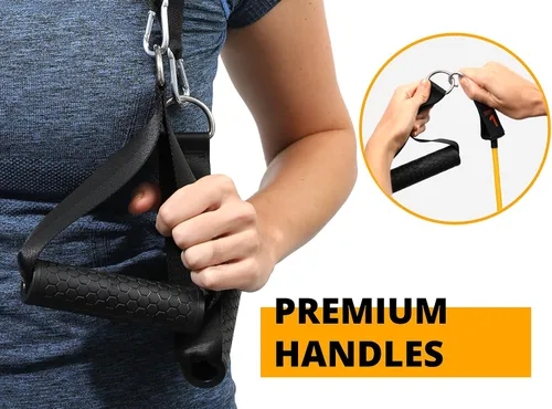 Vista 4 de Brazyn Kit de bandas de resistencia con asas, juego de 12 bandas con bolsa de viaje, guía, correas de tobillo y anclaje de puerta