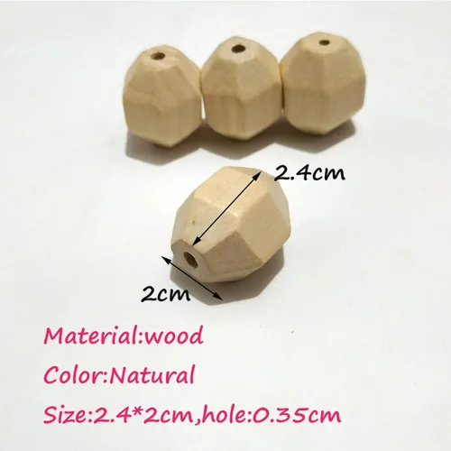 Vista 2 de 30 cuentas hexagonales de madera natural, sin acabar, geométricas, octogonales, accesorios de joyería para bricolaje