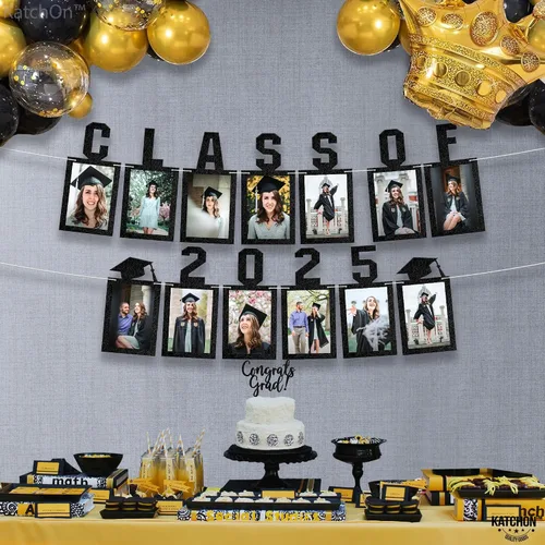 Vista 5 de KatchOn, Cartel de fotos de graduación negro 2025 – Grande, 10 pies Cartel de fieltro de la clase de 2025 para decoraciones de graduación 2025