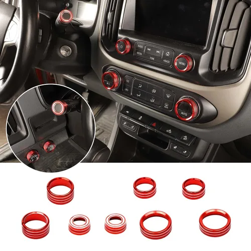 Vista 10 de Jimen Compatible con Chevrolet Colorado/GMC Canyon 2014-2022, 8 piezas de botón de CA de volumen de audio de consola central, intermitente e Negro