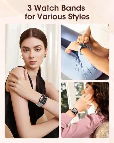 Vista 7 de Reloj inteligente para iPhone Android, relojes de fitness para gusanos con monitor de sueño/frecuencia cardíaca/spO2/presión arterial, reloj