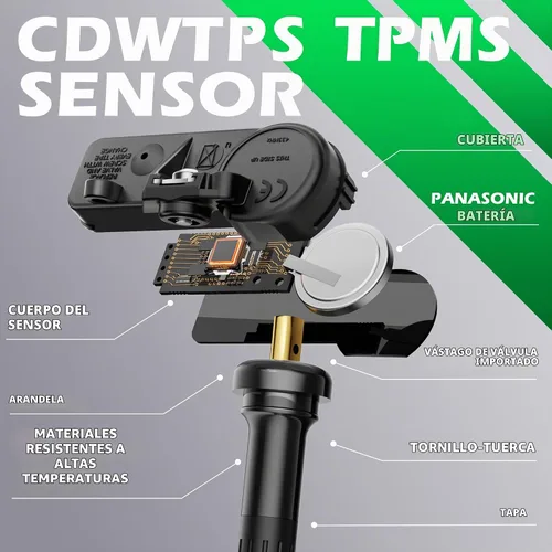 Vista 4 de CDWTPS TPMS Sensor Dodge, paquete de 4 sensores de sistema de monitoreo de presión de neumáticos de 433 MHz, compatible con Dodge Jeep Ram