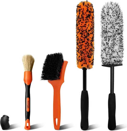 Vista 11 de YeewayVeh Cepillo de limpieza de ruedas de 3 piezas, cepillo limpiador de llantas planas de microfibra con 2 cubiertas extra reemplazables, kit