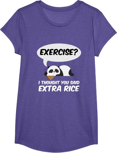 Vista 65 de ¿Ejercicio? I Thought You Said Extra Rice Panda Gift T-Shirt, Negro, S