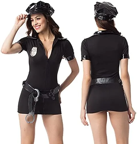 Vista 2 de Soyoekbt Sexy Cop Costume for Women Police Costume Cosplay Halloween Party Outfit