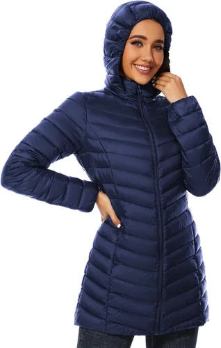 Vista 2 de ANOTHER CHOICE Chaqueta acolchada con capucha para mujer, cálida, ligera, plegable, acolchada para exteriores