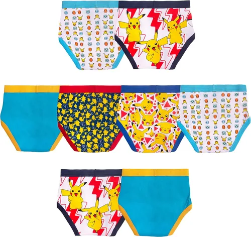 Vista 2 de Pokémon boys 100% Combed Cotton Underwear With Pikachu, Evee, Squirtle, Jigglypuff and More in Sizes 4, 6 and 8