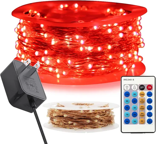 Vista 19 de RUICHEN Guirnalda de luces regulables enchufables de 66 pies, 200 luces LED de alambre de cobre con control remoto, blanco cálido
