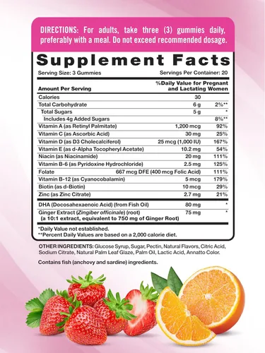 Vista 2 de Nature's Truth Gomitas multivitamínicas prenatales con DHA y ácido fólico 60 unidades Sabor a fruta Suplemento sin OMG y sin gluten