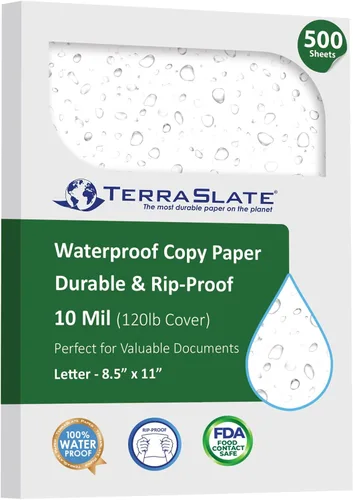 Vista 7 de TerraSlate Premium - Papel impermeable para lluvia, clima, 10 mil, 8.5 x 11 pulgadas, blanco, papel de impresora duradero (25 hojas)
