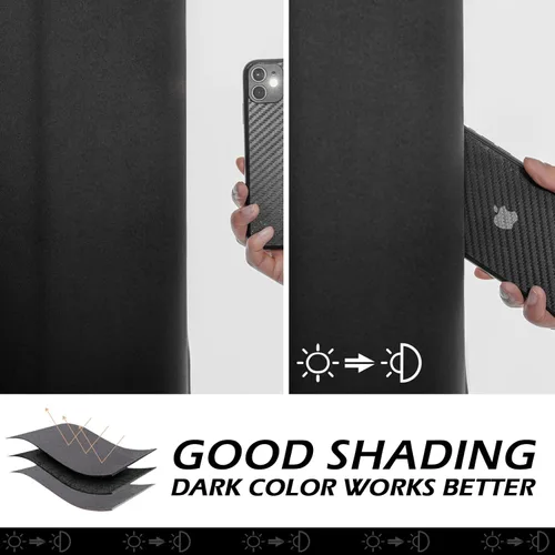 Vista 4 de MYSKY HOME Cortinas opacas negras para dormitorio, cortinas opacas de 84 pulgadas de largo para sala de estar, 2 paneles con aislamiento térmico