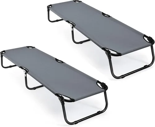 Vista 10 de Tangkula Catre plegable para campamento, cama portátil para acampar con marco de acero, catre portátil militar elevado para viajes adultos y niños