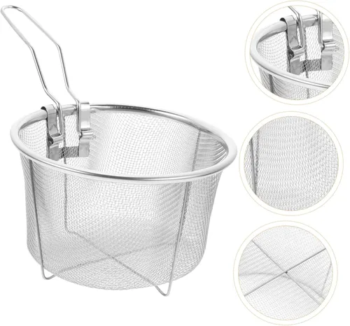 Vista 6 de UPKOCH Cesta de alambre extra grande para freír olla de acero inoxidable para freidora de aire