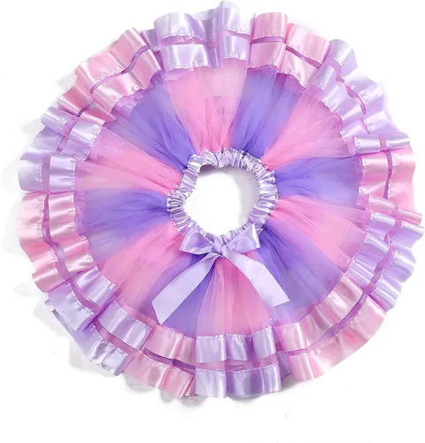 Vista 3 de Vestido de tutú de cumpleaños para niñas con camiseta de cumpleaños de sirena, diadema, banda de satén