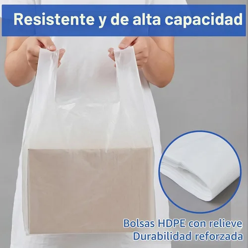 Vista 5 de AmazingSpark - Paquete de 200 bolsas de compras pequeñas, 12 x 8 x 4 Blanco