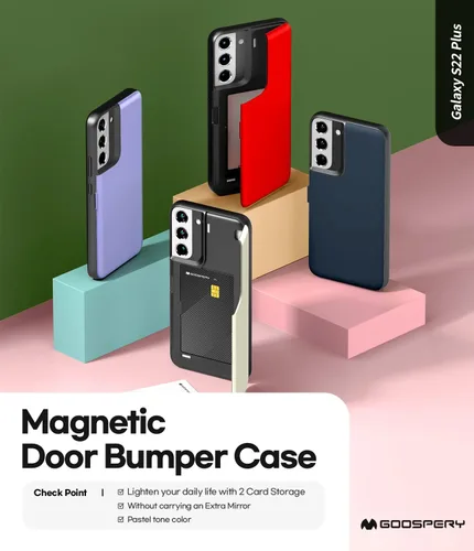 Vista 2 de GOOSPERY Funda tipo cartera magnética para Galaxy S22 Plus, con tarjetero, cierre automático por iman, cubierta protectora de doble capa, resistente