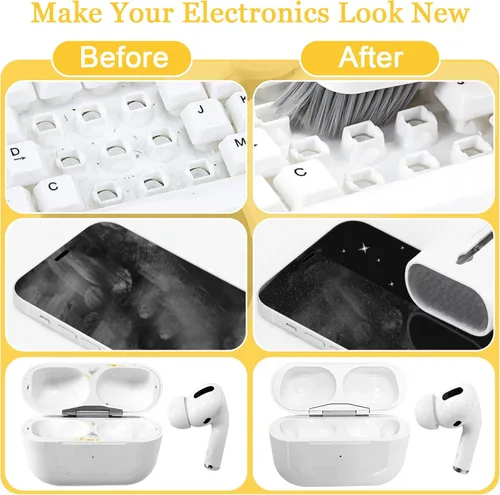 Vista 6 de Walrfid Airpods Limpiador electrónico de pantalla 7 en 1 Kit de limpieza para teclado de laptop Herramienta de limpieza