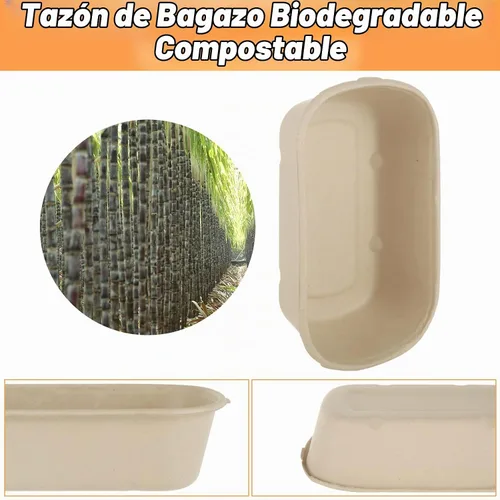 Vista 5 de Paquete de 100 recipientes de papel de 25 onzas con tapas, recipientes de preparación de comidas, recipientes de papel desechables para alimentos