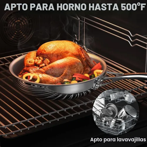 Vista 6 de Cooks Standard Sartén de Freír de Acero Inoxidable, Wok Sartén para Saltear Multicapa de 8 Pulgadas, Sartén de Cocina, Plateado