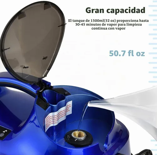 Vista 7 de COSTWAY Limpiador a vapor multiusos de 2000 W con 19 accesorios Azul