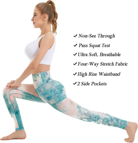 Vista 5 de iniber Pantalones de yoga de cintura alta con bolsillos para mujer, elásticos en 4 direcciones, suaves, para correr, entrenamiento, pantalones