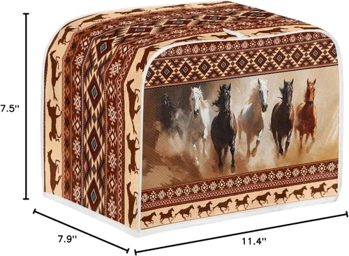 Vista 8 de Aztec Southwest Horse - Cubierta antipolvo para tostadora, marrón, negro; cubierta para electrodomésticos pequeños; protección de huellas dactilares