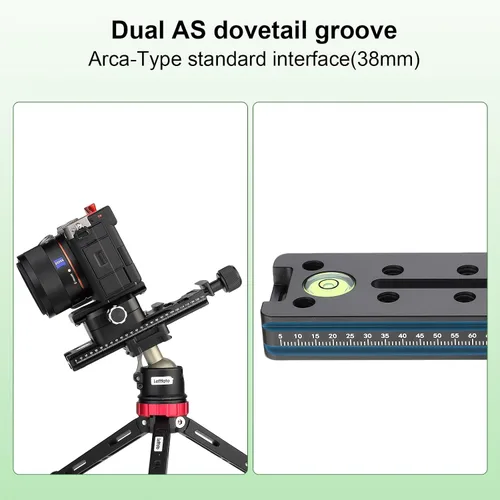 Vista 21 de Riel de 3.937 in Nodal Slide Metal Tornillo Perilla Abrazadera Placa de liberación rápida para trípode Cabeza de bola rápida con RRS Arca Swiss