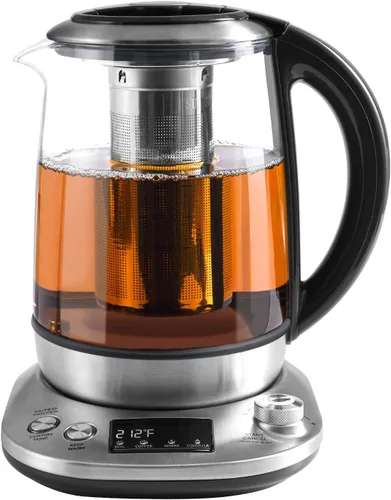 Vista 9 de Mecity Tetera eléctrica de vidrio de borosilicato con control de temperatura e infusor - Pantalla LCD y programas de preparación preestablecidos
