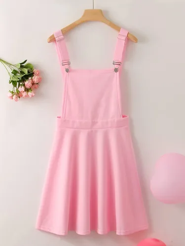 Vista 2 de YOINS - Minifaldas overol femeninas con tirantes ajustables, plisadas