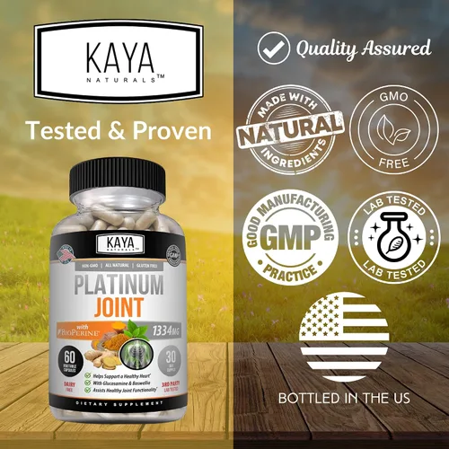 Vista 4 de Kaya Naturals Platino - Nature Made Bioperine, glucosamina, cúrcuma con boswellia, propiedades antioxidantes saludables, curcumina de cúrcuma 1334