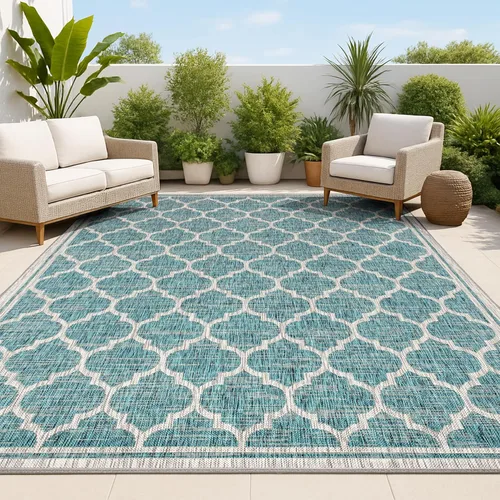 Vista 8 de JONATHAN Y Tapete marroquí con diseño enrejado para interiores y exteriores, 2 x 8 pies, marrón/beige, tejido texturizado de trébol para patio