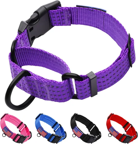 Vista 13 de Collar Martingale para perros de entrenamiento. Collares reflectantes ajustables con hebilla, sin tirones, evita que se resbalen, para perros