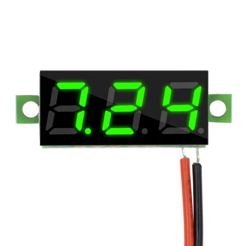 Vista 2 de 10 piezas Mini Medidor de Voltaje Digital DC 2.5~30V 0.28" 2 Cables Voltímetro Digital Medidor Probador Pantalla LED Verde para Montaje en Panel
