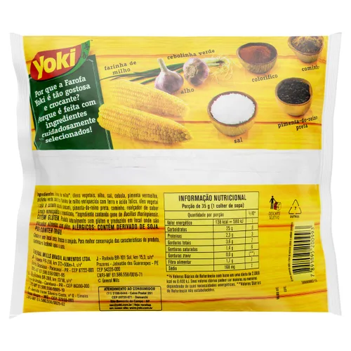 Vista 2 de Yoki Harina de maíz sazonada 17.6 oz Farofa De Milho PACK, (paquete de 1)