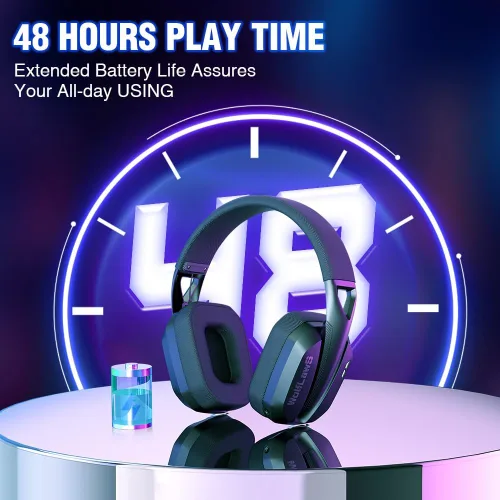 Vista 5 de TA3000 - Auriculares inalámbricos para juegos para PC, PS5, PS4, Switch, Mac, Bluetooth USB con micrófonos desmontables e integrados, aislamiento